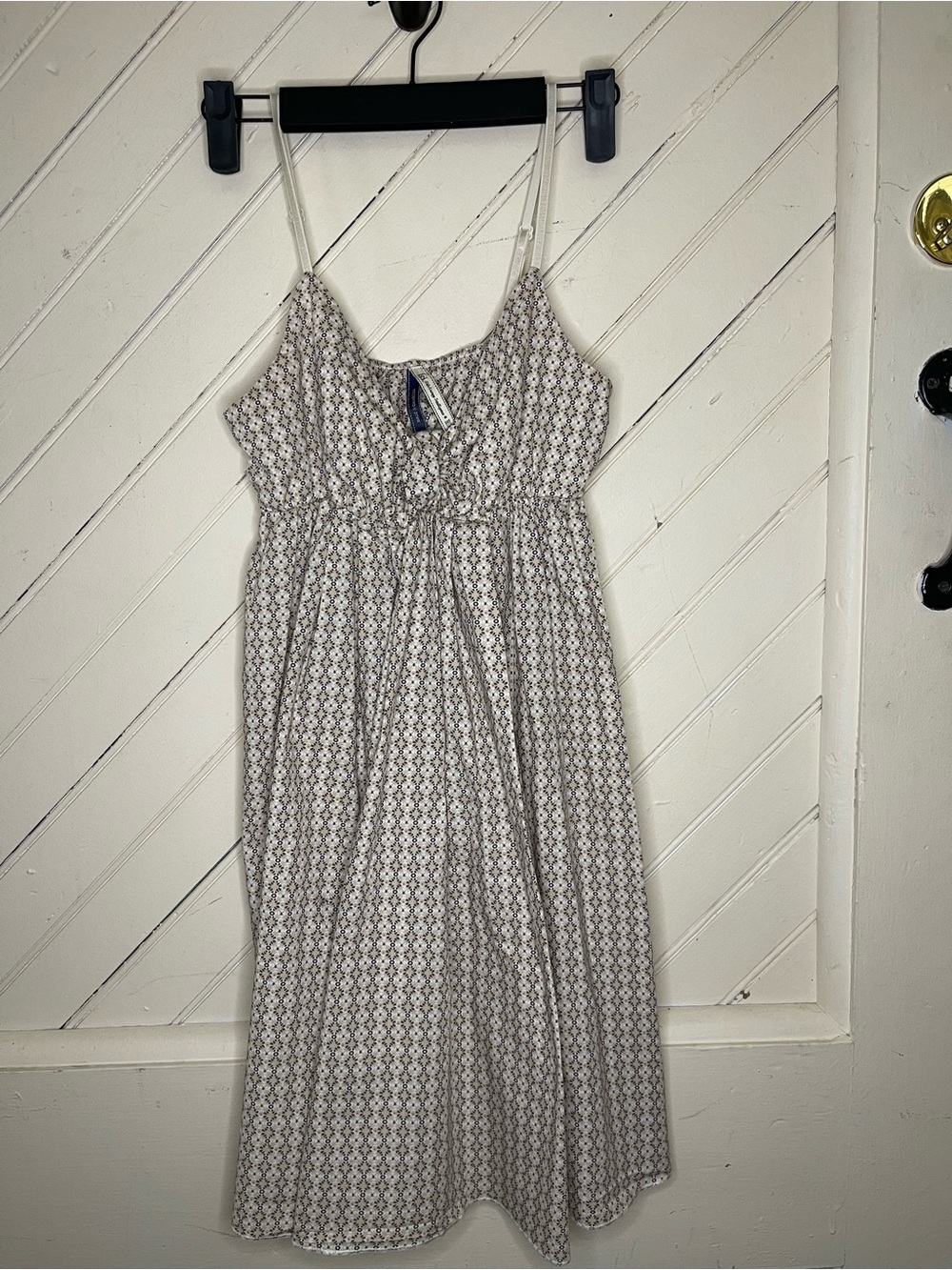 Y2K Cream Floral-Print Spaghetti Strap Midi Dress
